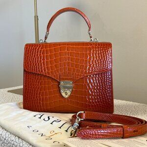 Aspinal of London Mayfair Bag Deep Shine Marmalade Ombre Croc